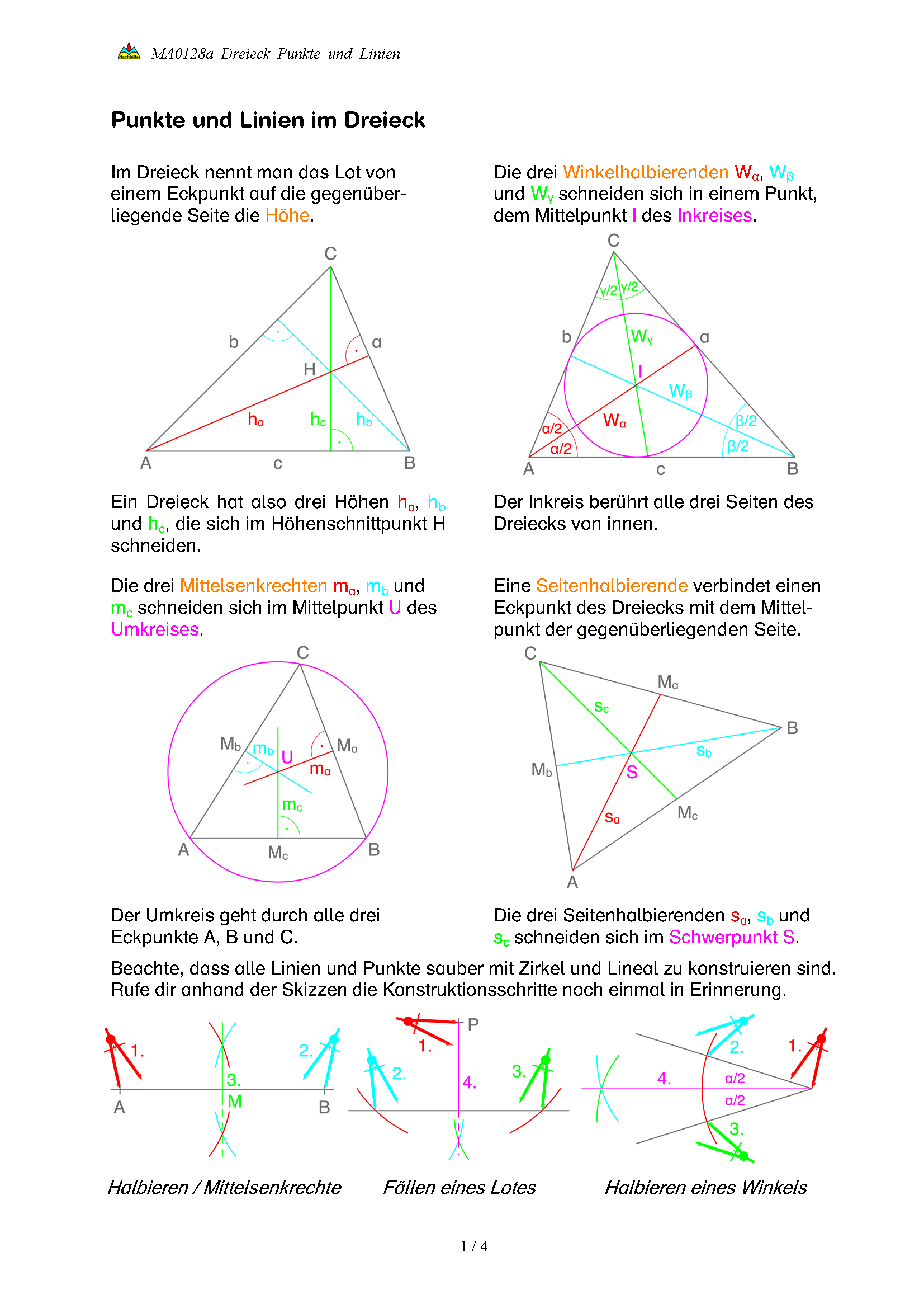 Punkte und Linien im Dreieck